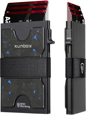 〽️Men Blue Black Slim 6+6 Card Holder Minimalist RFID Blocking Wallet